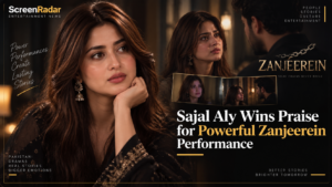 Sajal Aly featured in ShowZuno editorial artwork for her Zanjeerein performance