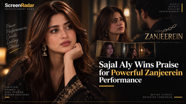 Sajal Aly featured in ShowZuno editorial artwork for her Zanjeerein performance