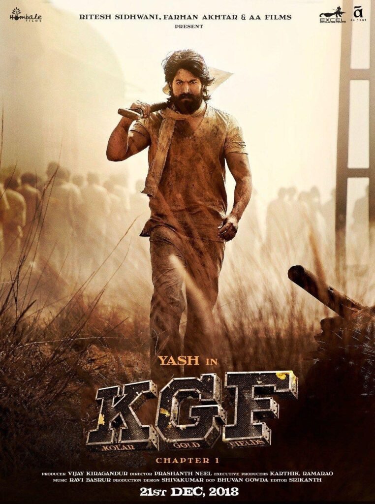 K.G.F: Chapter 1 movie poster featuring Yash as Rocky