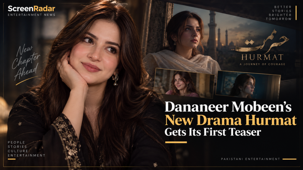 Dananeer Mobeen in ShowZuno editorial artwork for upcoming Pakistani drama Hurmat