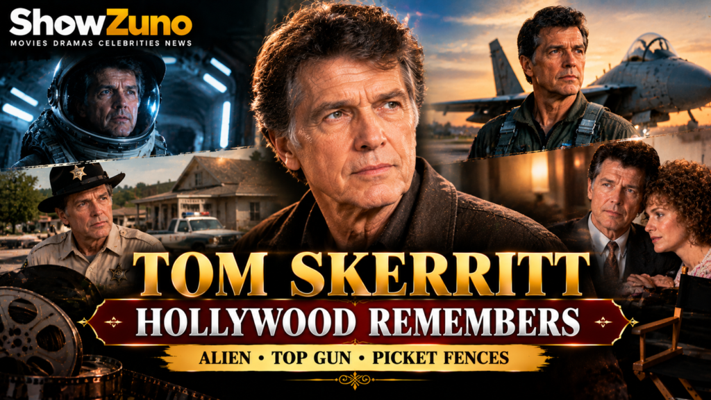ShowZuno memorial poster honouring Tom Skerritt and his memorable roles in Alien, Top Gun and Picket Fences
