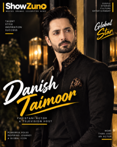ShowZuno editorial portrait artwork of Danish Taimoor, Pakistani actor known for Deewangi and Kaisi Teri Khudgarzi