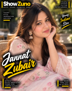 Jannat Zubair in a stylish outdoor walking pose for ShowZuno celebrity feature