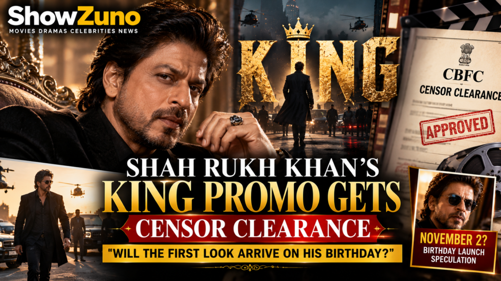 ShowZuno editorial artwork of Shah Rukh Khan for King movie promo and reported CBFC clearance