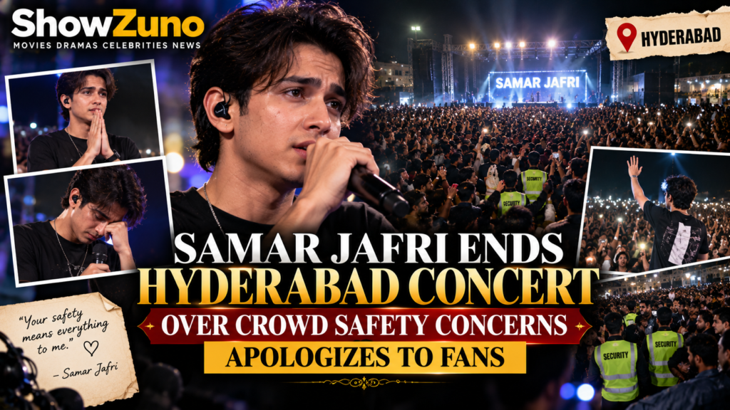 Pakistani singer Samar Jafri ended his Hyderabad performance amid crowd safety concerns and later apologized to disappointed fans.