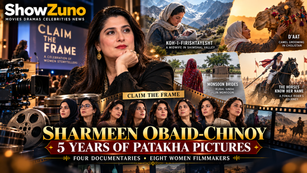 ShowZuno editorial illustration of Sharmeen Obaid-Chinoy and four documentaries presented at Claim the Frame